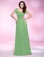 cheap Special Occasion Dresses-Sheath / Column Elegant Prom Formal Evening Military Ball Dress Square Neck Short Sleeve Floor Length Chiffon with Pleats Ruched Draping 2020