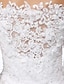 billiga Brudklänningar-A-linje Off shoulder / V-slits Svepsläp Organza / Blomsterspets Bröllopsklänningar tillverkade med Bård / Applikationsbroderi / Blomma av LAN TING BRIDE®