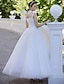 cheap Wedding Dresses-Ball Gown High Neck Ankle Length Tulle Made-To-Measure Wedding Dresses with Sequin / Appliques by LAN TING BRIDE® / Sparkle &amp; Shine / See-Through
