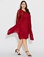 cheap Plus Size Dresses-Women&#039;s Lace Plus Size Daily Loose Dress - Solid Colored Lace Spring Cotton Wine L XL XXL XXXL