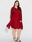 cheap Plus Size Dresses-Women&#039;s Lace Plus Size Daily Loose Dress - Solid Colored Lace Spring Cotton Wine L XL XXL XXXL