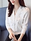 Χαμηλού Κόστους Μπλουζάκια Μεγάλου Μεγέθους-Γυναικεία Μπλούζα Μονόχρωμο Λαιμόκοψη V Ανθισμένο Ροζ Γκρίζο Λευκό Καθημερινά Δουλειά Ρούχα / Χειμώνας / Μακρυμάνικο