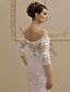cheap Wedding Dresses-Wedding Dresses Mermaid / Trumpet Off Shoulder 3/4 Length Sleeve Sweep / Brush Train Lace Bridal Gowns With Buttons 2024