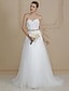 baratos Vestidos de Casamento-Salão Vestidos de noiva Linha A Decote Princesa Sem Alças Cauda Corte Renda Vestidos de noiva Com Botões Miçangas 2023