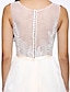 זול שמלות כלה-גזרת A סקופ צוואר באורך הקרסול טול שמלות חתונה עם אפליקציות / כפתור על ידי LAN TING BRIDE® / שקוף