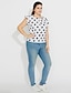 cheap Plus Size Blouses&amp;Shirts-Women&#039;s Blouse Polka Dot Round Neck White Black Green Khaki Navy Blue Short Sleeve Plus Size Daily Weekend Print Tops / Summer / Butterfly Sleeves