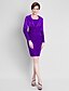 cheap Mother of the Bride Dresses-Sheath / Column Mother of the Bride Dress Convertible Dress Square Neck Knee Length Satin Lace Long Sleeve No with Lace 2023