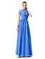 cheap Special Occasion Dresses-Sheath / Column Elegant Formal Evening Wedding Party Dress Plunging Neck Short Sleeve Floor Length Chiffon with Ruched Draping 2021