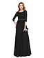 Недорогие Платья для матери невесты-A-Line Mother of the Bride Dress Elegant Jewel Neck Floor Length Chiffon Lace Bodice 3/4 Length Sleeve with Sash / Ribbon Beading 2023