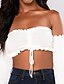 cheap Women&#039;s T-shirts-Women&#039;s Solid Colored Backless Bow Butterfly Sleeves Tank Top - Cotton Daily Club Strapless White / Black