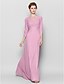 cheap Mother of the Bride Dresses-Sheath / Column Mother of the Bride Dress Elegant V Neck Floor Length Chiffon 3/4 Length Sleeve with Criss Cross Appliques 2022