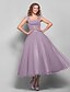 cheap Special Occasion Dresses-Ball Gown Elegant Dress Homecoming Tea Length Sleeveless Square Neck Tulle with Ruched Draping 2022