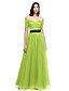 cheap Special Occasion Dresses-A-Line Celebrity Style Prom Formal Evening Dress Off Shoulder Short Sleeve Floor Length Tulle with Sash / Ribbon Criss Cross 2020