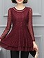 ieftine Bluze mărime mare-Pentru femei Bluză Mată Rotund Trifoi Roșu Vin Negru Zilnic Ieșire Dantelă Îmbrăcăminte / Manșon Lung
