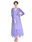 preiswerte Kleider für die Brautmutter-A-Line Mother of the Bride Dress Convertible Dress V Neck Asymmetrical Chiffon Beaded Lace Long Sleeve with Beading Appliques 2021