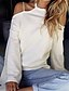 preiswerte Tops für Frauen in Übergrößen-Damen T Shirt Einfarbig Schulterfrei Weiß Täglich Ausgehen Bekleidung Baumwolle / Winter / Langarm