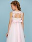 cheap Junior Bridesmaid Dresses-Princess Ankle Length Crew Neck Lace Over Tulle Junior Bridesmaid Dresses&amp;Gowns With Sash / Ribbon Open Back Kids Wedding Guest Dress 4-16 Year