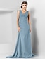 levne Večerní šaty-pouzdro / sloup elegantní zásnubní formální večerní šaty ve výstřihu bez rukávů šifon s krystaly 2021