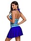 ieftine Bikini &amp; Costume Baie-Pentru femei Floral Halter Albastru piscină Fucsia Fustă O Piesă Costume de Baie - Multicolor Imprimeu XL XXL XXXL / Super Sexy
