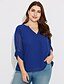 cheap Plus Size Tops-Women&#039;s Solid Colored Blouse Long Sleeve Weekend Tops Cotton V Neck Wine White Black