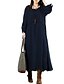 Χαμηλού Κόστους Casual Φορέματα-Γυναικεία Καφτάνι Μακρύ φόρεμα Θαλασσί Κρασί Μακρυμάνικο Μονόχρωμο Στρογγυλή Λαιμόκοψη Φαρδιά M L