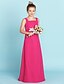 cheap Junior Bridesmaid Dresses-Sheath / Column Square Neck Floor Length Chiffon Junior Bridesmaid Dress with Buttons