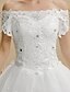 cheap Wedding Dresses-Ball Gown Wedding Dresses Off Shoulder Floor Length Lace Tulle Short Sleeve Floral Lace with Beading Appliques 2020