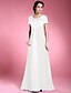 cheap Mother of the Bride Dresses-A-Line Mother of the Bride Dress Elegant Scoop Neck Floor Length Chiffon Satin Short Sleeve No with Beading 2024