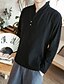 お買い得  メンズカジュアルシャツ-男性用 シャツ ソリッド プラスサイズ Ｖネック 日常 長袖 トップの アジアン・エスニック ホワイト ブラック