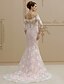 olcso Menyasszonyi ruhák-Esküvői ruhák Harang fazon Aszimmetrikus Háromnegyedes Seprűuszály Csipke Menyasszonyi ruhák Val vel Gombok 2024
