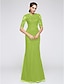 tanie Suknie wieczorowe-syrena / trąbka sukienka w stylu chińskim święto koktajlowe długość do podłogi pół rękawa dekolt w serek tiul z aplikacjami 2023