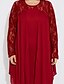 cheap Plus Size Dresses-Women&#039;s Lace Plus Size Daily Loose Dress - Solid Colored Lace Spring Cotton Wine L XL XXL XXXL