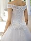 cheap Wedding Dresses-Hall Wedding Dresses Ball Gown Off Shoulder Short Sleeve Chapel Train Lace Bridal Gowns With Bow(s) Beading 2023 Summer Wedding Party, Women&#039;s Clothing