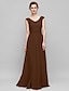 cheap Mother of the Bride Dresses-A-Line V Neck Floor Length Chiffon Mother of the Bride Dress with Appliques by LAN TING BRIDE®