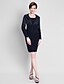 cheap Mother of the Bride Dresses-Sheath / Column Mother of the Bride Dress Convertible Dress Square Neck Knee Length Satin Lace Long Sleeve No with Lace 2023