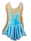 cheap Ice Skating Dresses , Pants &amp; Jackets-Figure Skating Dress Women&#039;s Girls&#039; Ice Skating Dress Outfits Pale Blue Spandex High Elasticity Competition Skating Wear Handmade Solid Colored Long Sleeve Ice Skating Figure Skating / Rhinestone