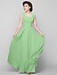 cheap Mother of the Bride Dresses-A-Line Square Neck Floor Length Chiffon Mother of the Bride Dress with Beading by LAN TING BRIDE®