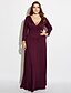 cheap Plus Size Maxi Dresses-Women&#039;s Loose Maxi long Dress Black Purple Dark Blue Red 3/4 Length Sleeve Black Solid Colored Deep V Regular Fit L XL XXL 3XL / Plus Size / Plus Size