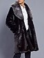 cheap Men&#039;s Jackets &amp; Coats-Men&#039;s Daily Fall / Winter Plus Size Long Fur Coat, Solid Colored Shirt Collar Long Sleeve Faux Fur Black