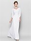 cheap Mother of the Bride Dresses-Sheath / Column Mother of the Bride Dress Elegant V Neck Floor Length Chiffon 3/4 Length Sleeve with Criss Cross Appliques 2022