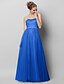 cheap Special Occasion Dresses-A-Line Open Back Prom Formal Evening Dress Strapless Sleeveless Floor Length Lace Tulle with Lace Draping