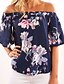 cheap Women&#039;s Blouses &amp; Shirts-Women&#039;s Going out Blouse - Floral Boat Neck Navy Blue