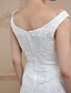 baratos Vestidos de Casamento-Vestidos de noiva Linha A Decote V Alças Cauda Corte Renda Vestidos de noiva Com Caixilhos / Fitas Detalhes em Cristal 2023