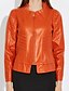 cheap Women&#039;s Furs &amp; Leathers-Women&#039;s Daily Street chic Spring / Fall Short Leather Jacket, Solid Colored Stand Long Sleeve PU Black / Orange L / XL / XXL