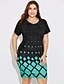 abordables Vestidos casuales de talla grande-Mujer Corte Bodycon Vestido hasta la Rodilla Negro Manga Corta Geométrico Estampado Primavera Verano Escote Redondo Delgado L XL XXL 3XL 4XL 5XL 6XL / Talla Grande / Talla Grande