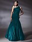 cheap Evening Dresses-Mermaid / Trumpet Elegant Dress Prom Formal Evening Floor Length Sleeveless One Shoulder Taffeta with Side Draping 2024