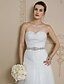 baratos Vestidos de Casamento-Salão Vestidos de noiva Linha A Decote Princesa Sem Alças Cauda Corte Renda Vestidos de noiva Com Botões Miçangas 2023