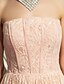 cheap Special Occasion Dresses-Sheath / Column Strapless Floor Length Lace / Stretch Satin Dress with Lace / Pleats by TS Couture®