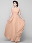 cheap Mother of the Bride Dresses-A-Line Square Neck Floor Length Chiffon Mother of the Bride Dress with Beading by LAN TING BRIDE®