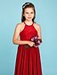 cheap Junior Bridesmaid Dresses-Princess / A-Line Jewel Neck Floor Length Chiffon / Lace Junior Bridesmaid Dress with Sash / Ribbon / Pleats / Wedding Party